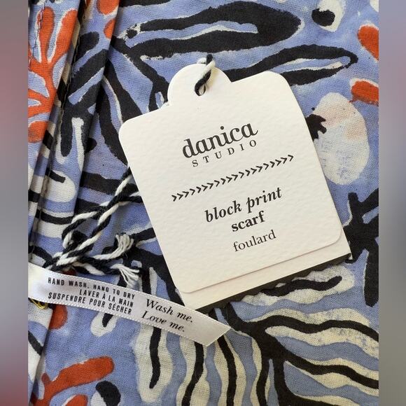 NWT Danica Studio Entwine Block Print Light Weight Scarf 100% Cotton - Picture 3 of 6